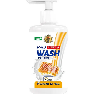 PRO WASH Рідке крем-мило 470г Молоко та мед New, шт